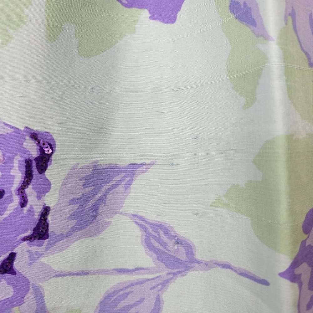 Albert Nippon Green Silk Skirt with Purple Roses Vintage - Picture 7 of 8